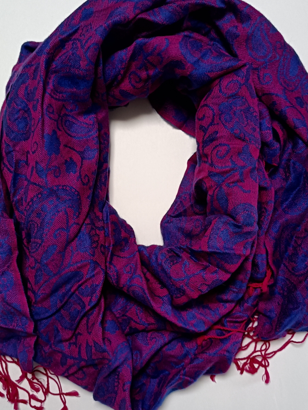 Paisley Floral Reversible Pink & Blue Women's Scarf - Pashmina Wrap